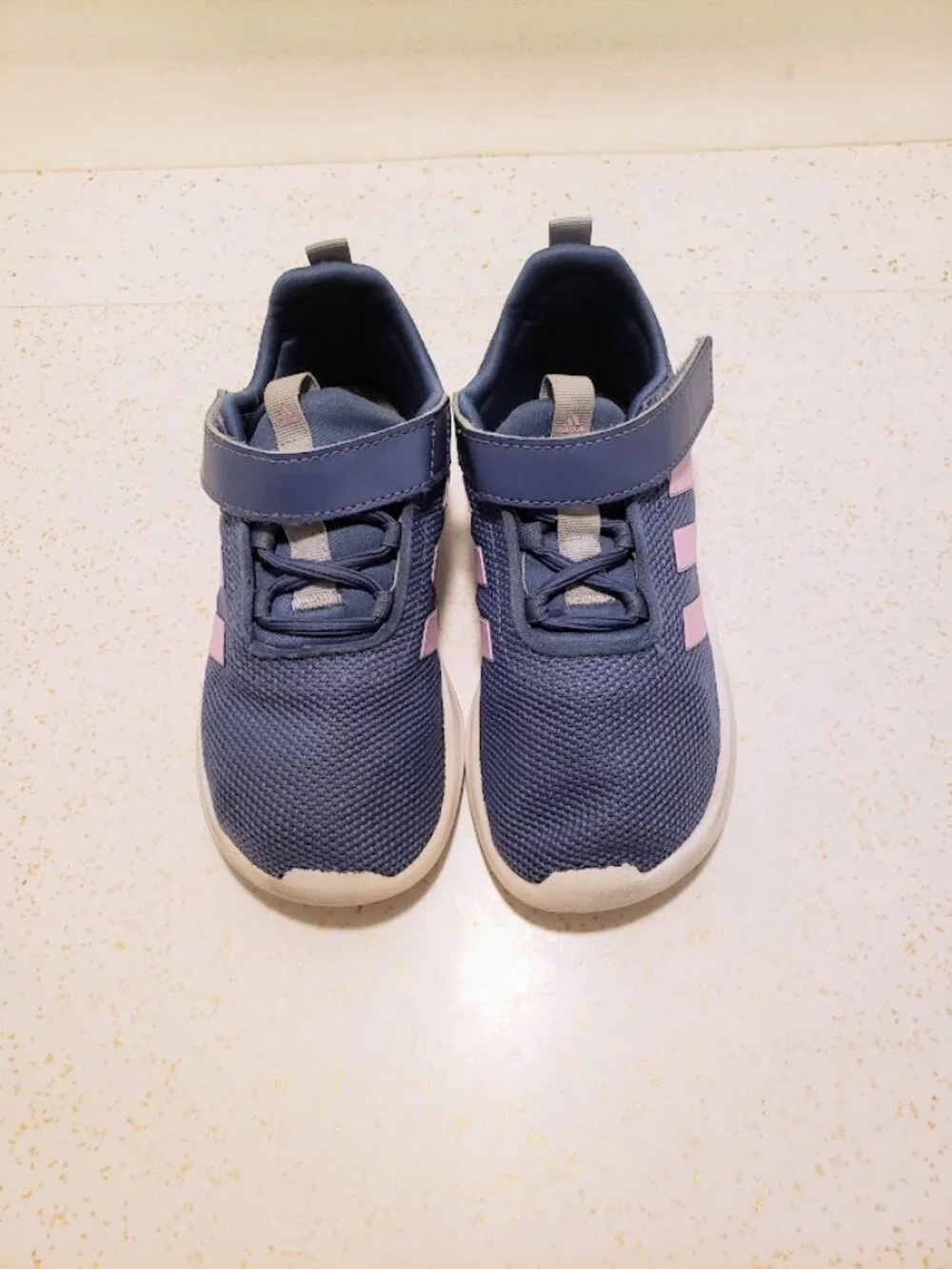Adidas Racer Tr23 Kids Size 10k Blue Pink Hook Loop Sneakers